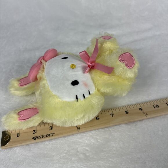 New Sanrio Hello Kitty 7" Yellow Bunny Rabbit Pink Bow Heart Plush Fuzzy Toy - Picture 10 of 10
